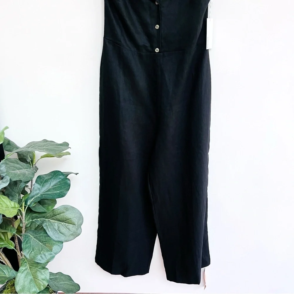 💋Anthropologie Reformation black linen jumpsuit